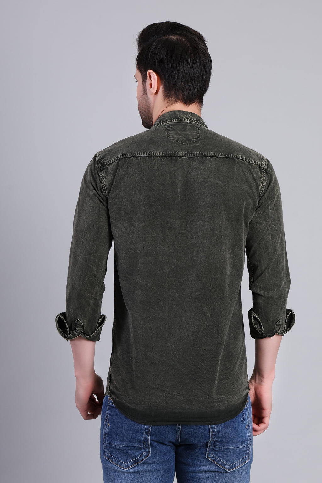Olive Green Premium Washed Denim Shirt