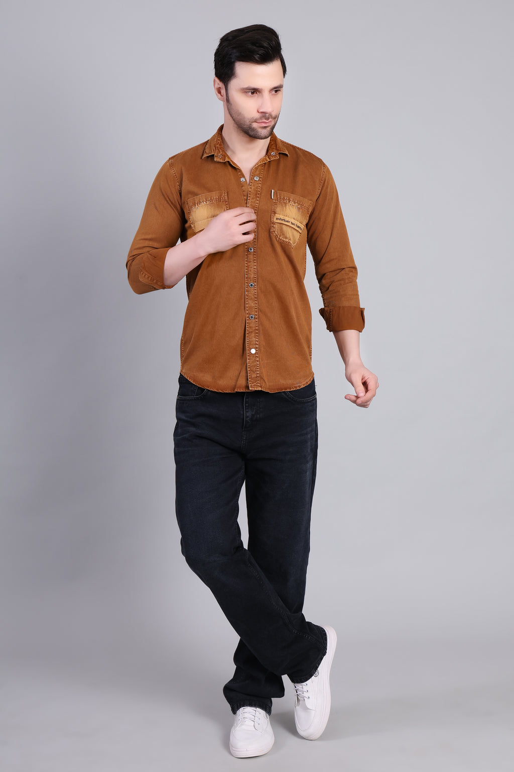 Mens Denim Shirt - Brown