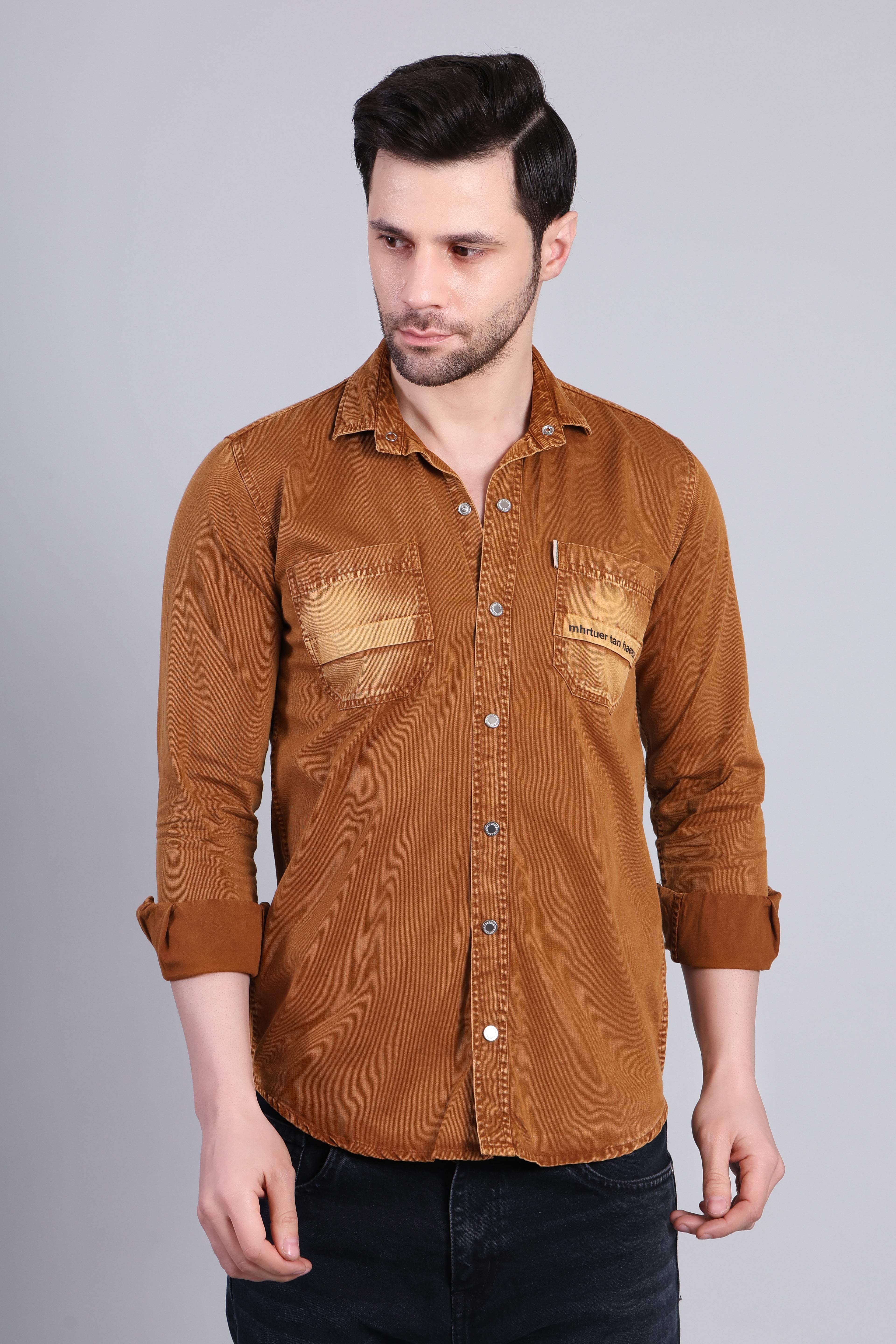 Mens Denim Shirt - Brown