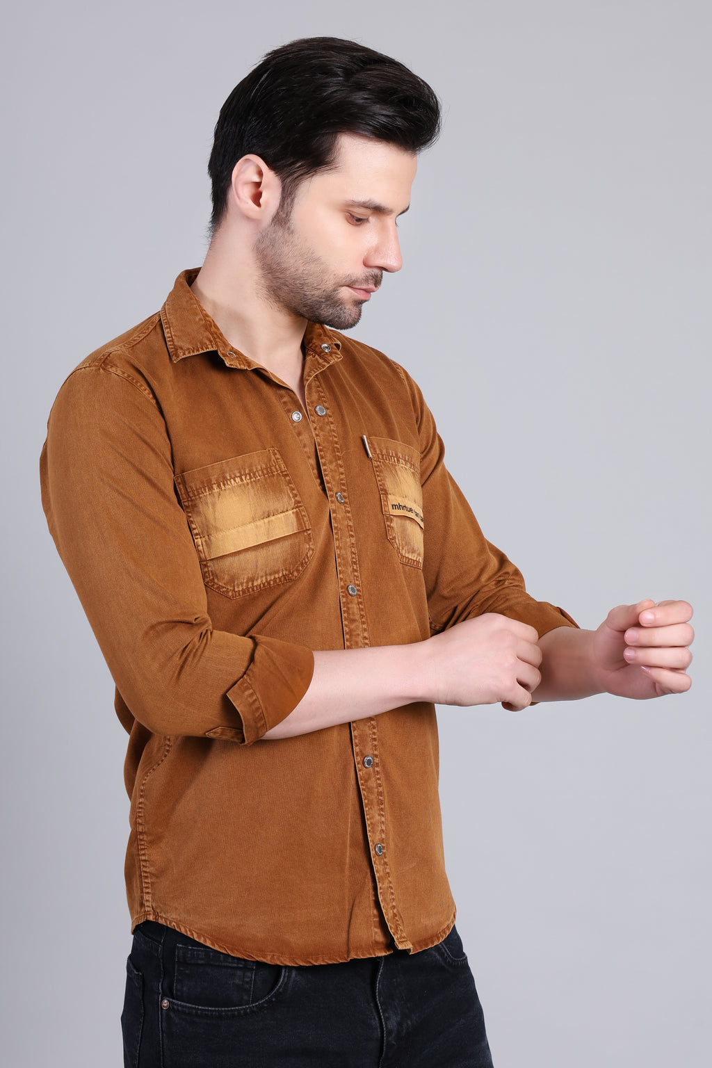 Mens Denim Shirt - Brown