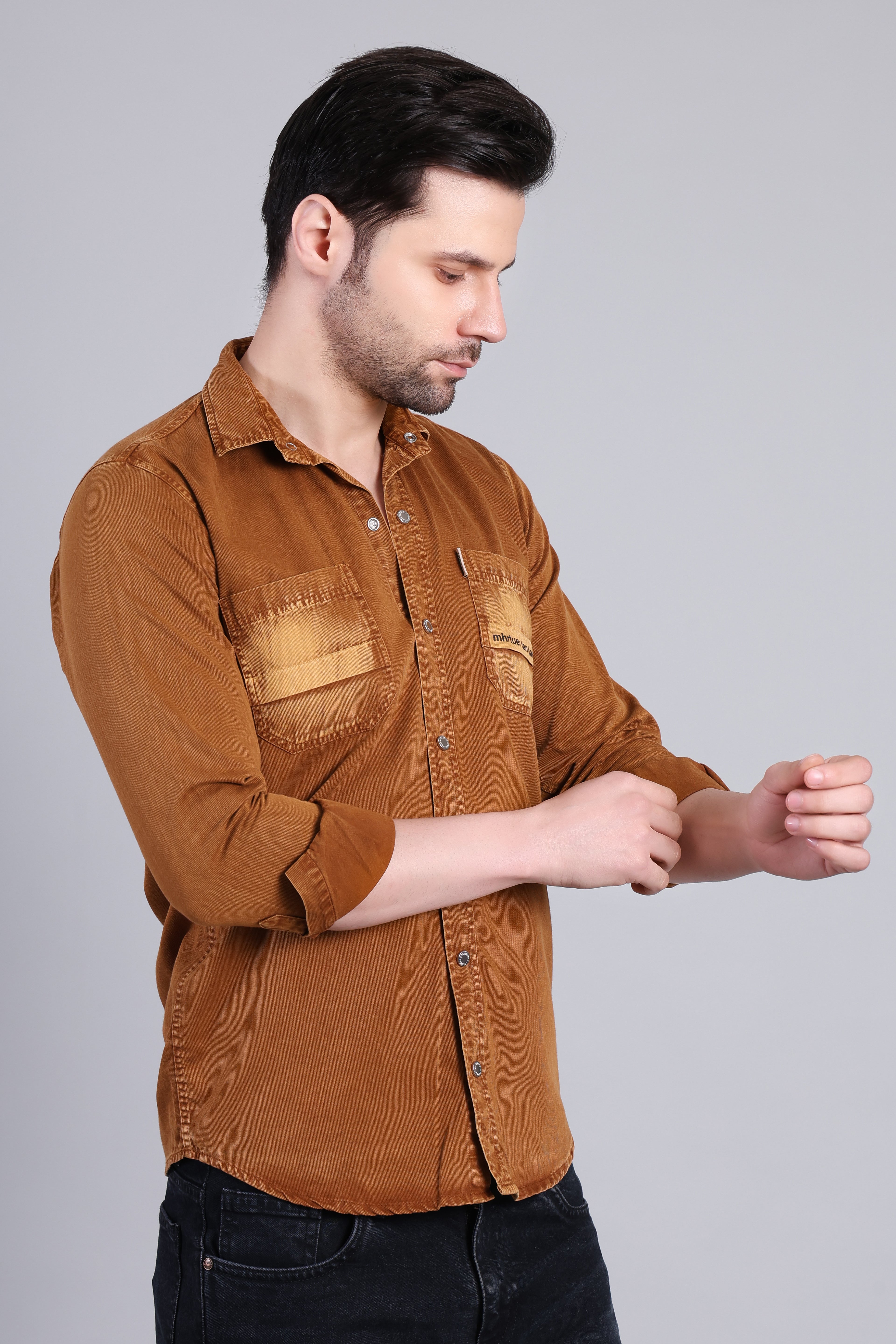 Mens Denim Shirt - Brown