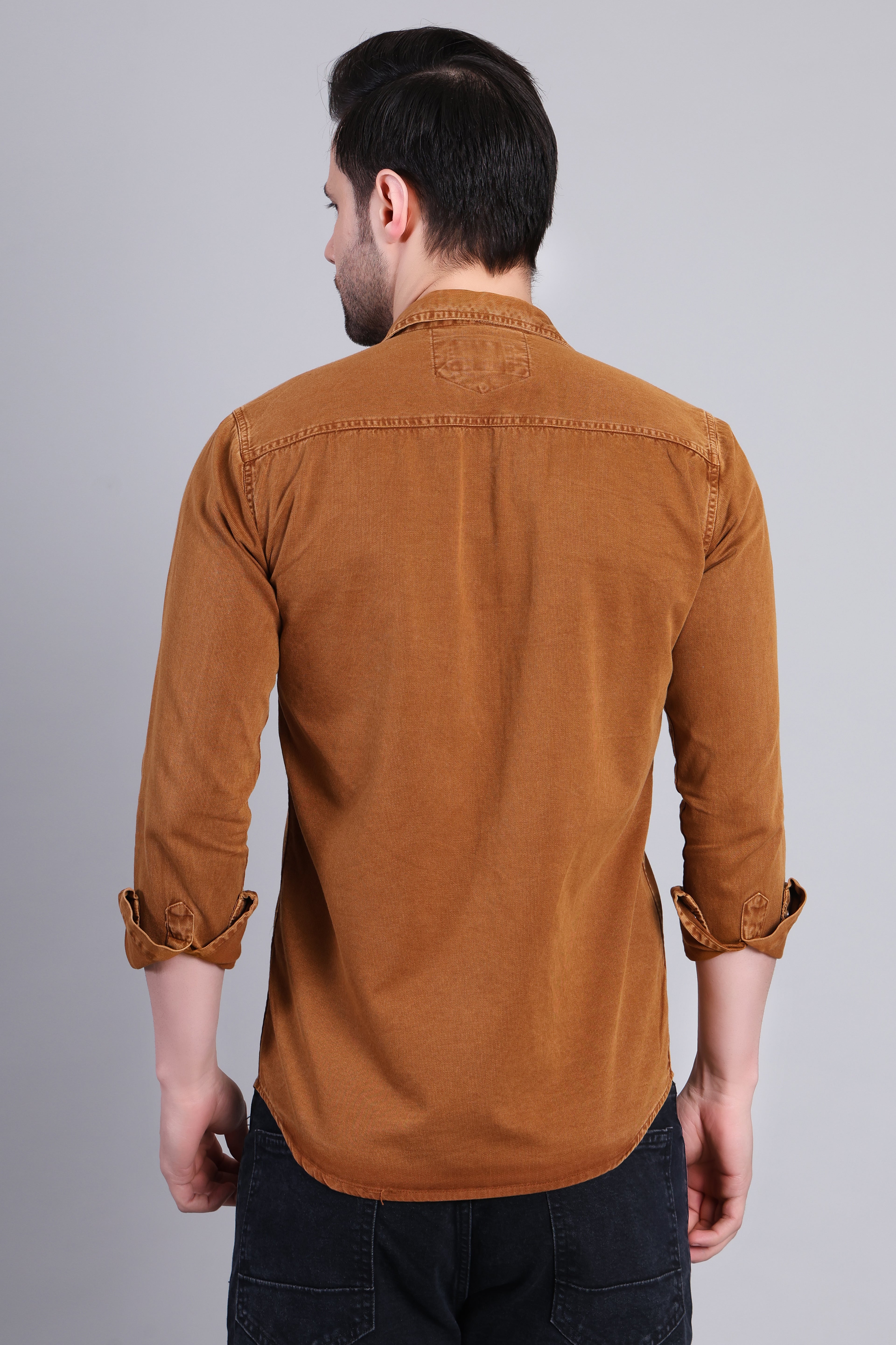 Mens Denim Shirt - Brown