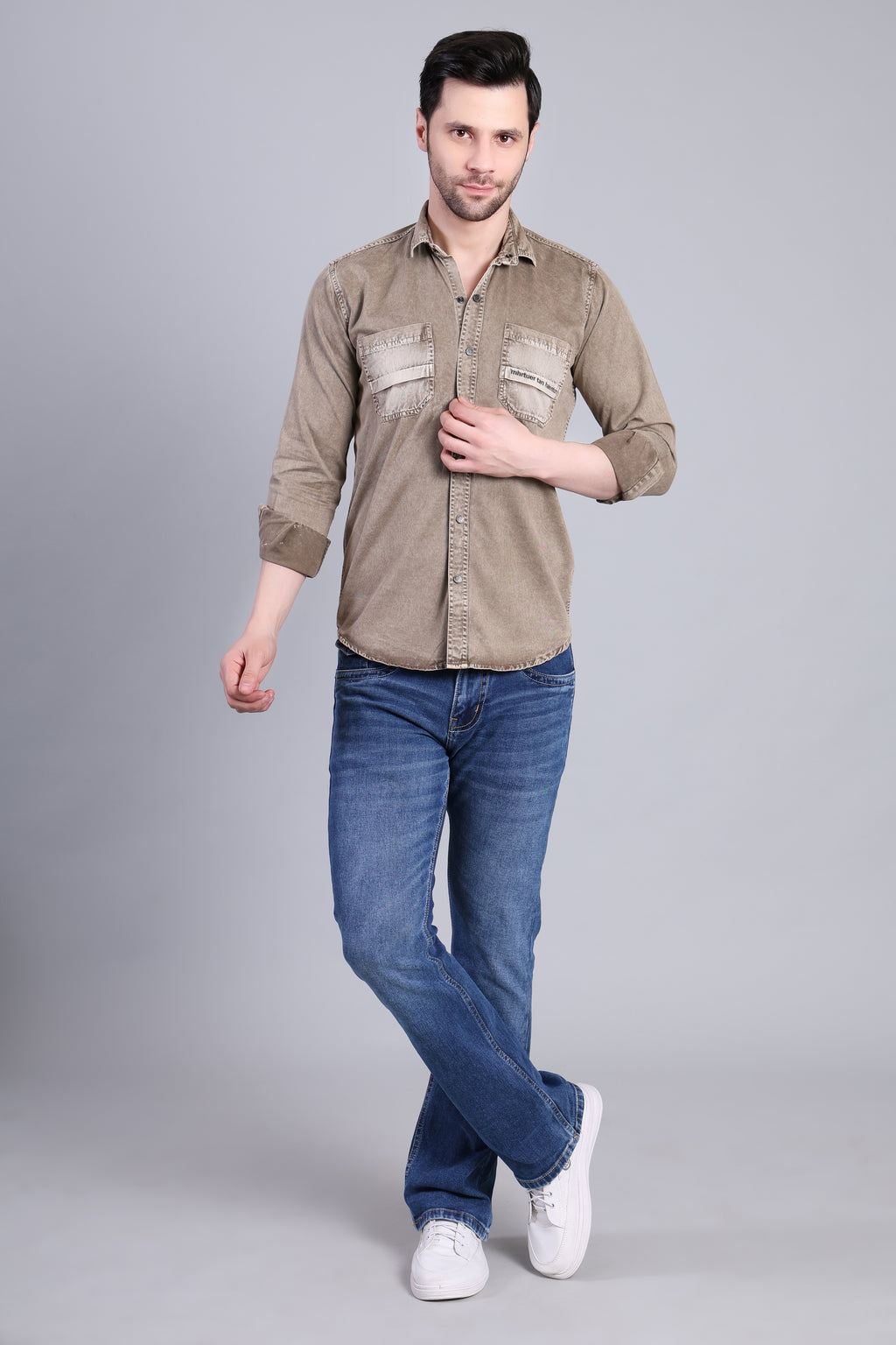 Olive Brown Premium Casual Shirt For Men
