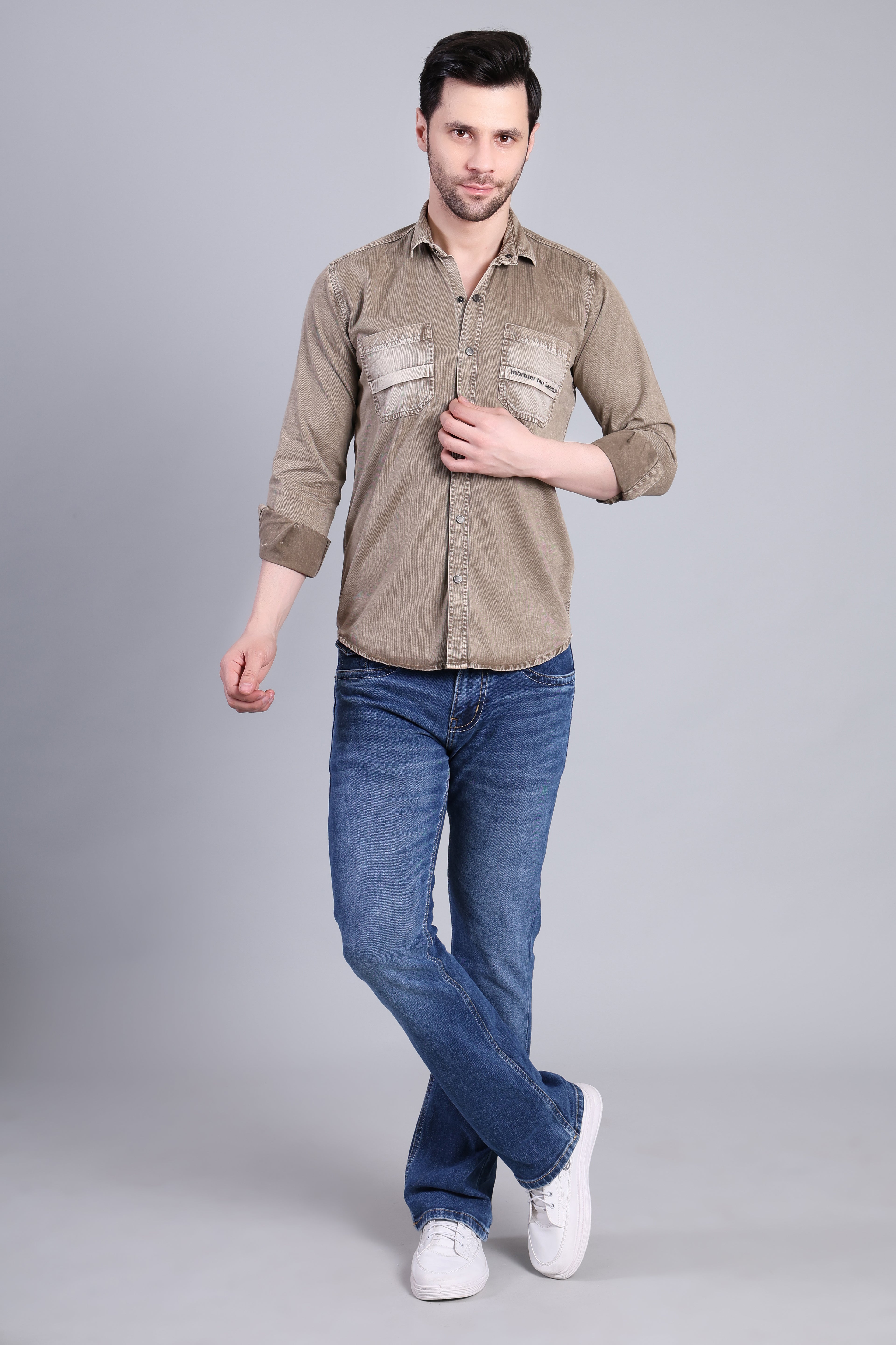 Olive Brown Premium Casual Shirt For Men