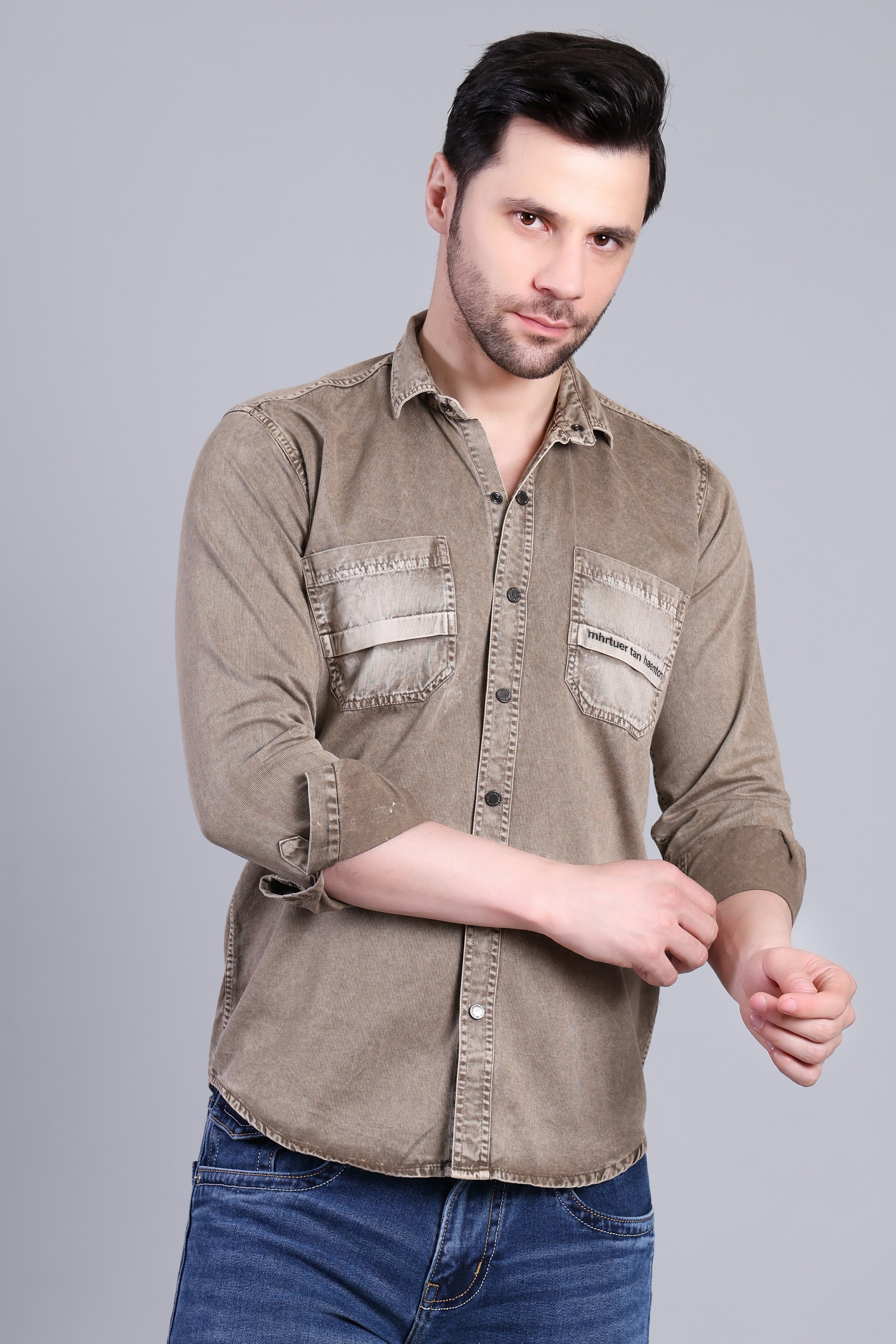 Olive Brown Premium Casual Shirt For Men