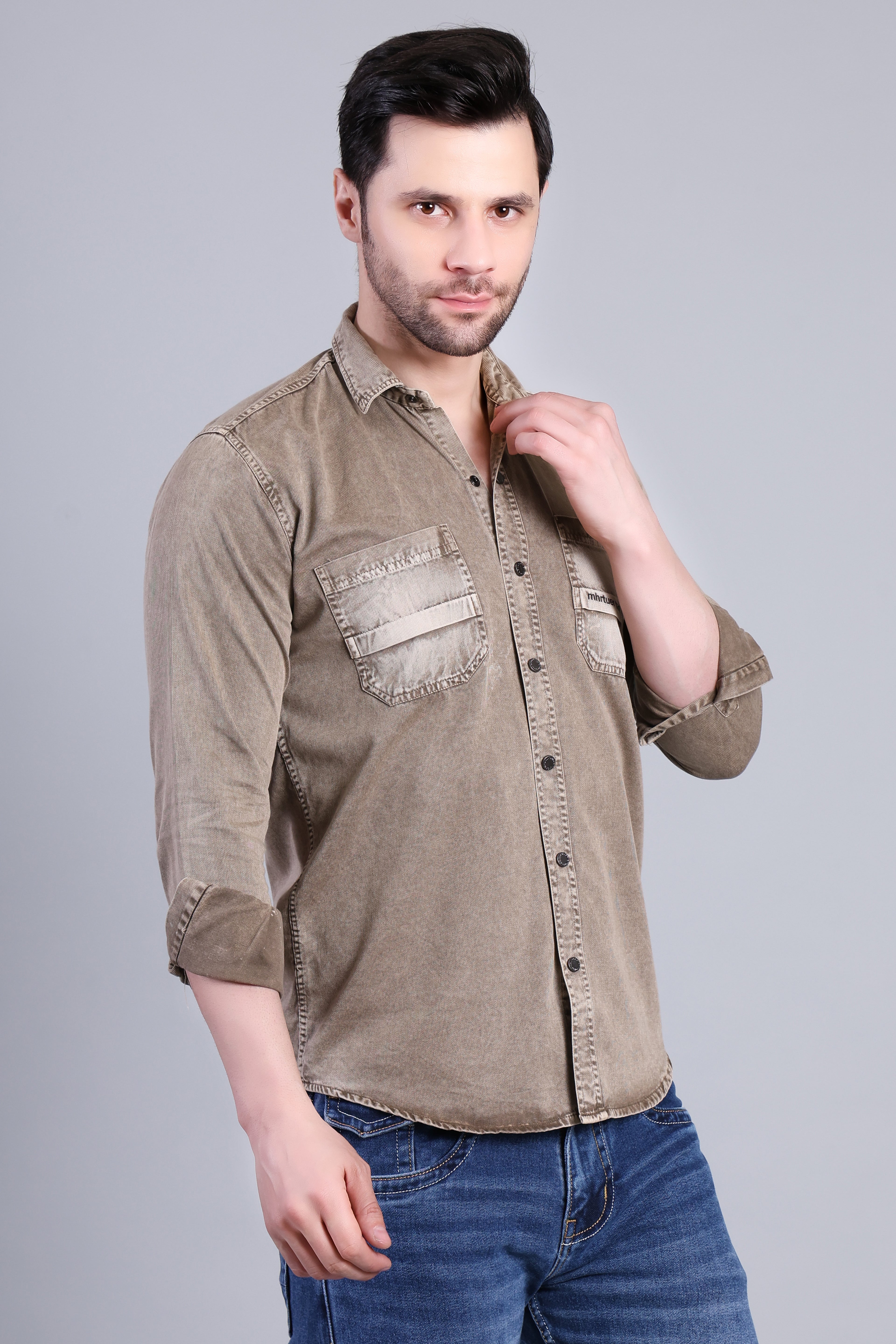 Olive Brown Premium Casual Shirt For Men