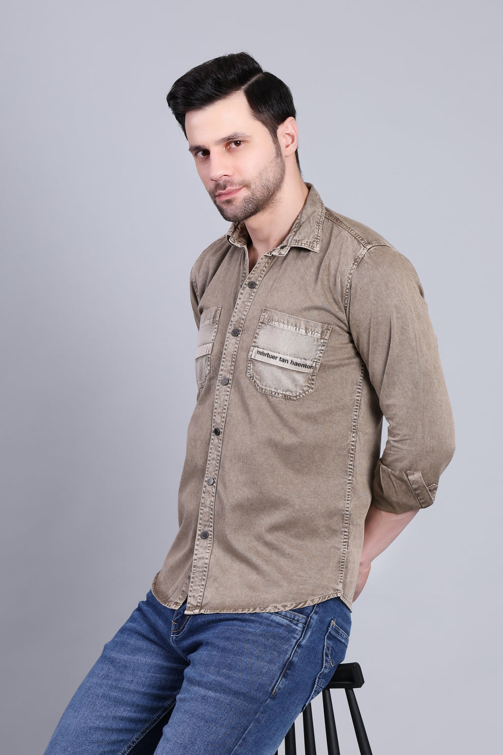 Olive Brown Premium Casual Shirt For Men