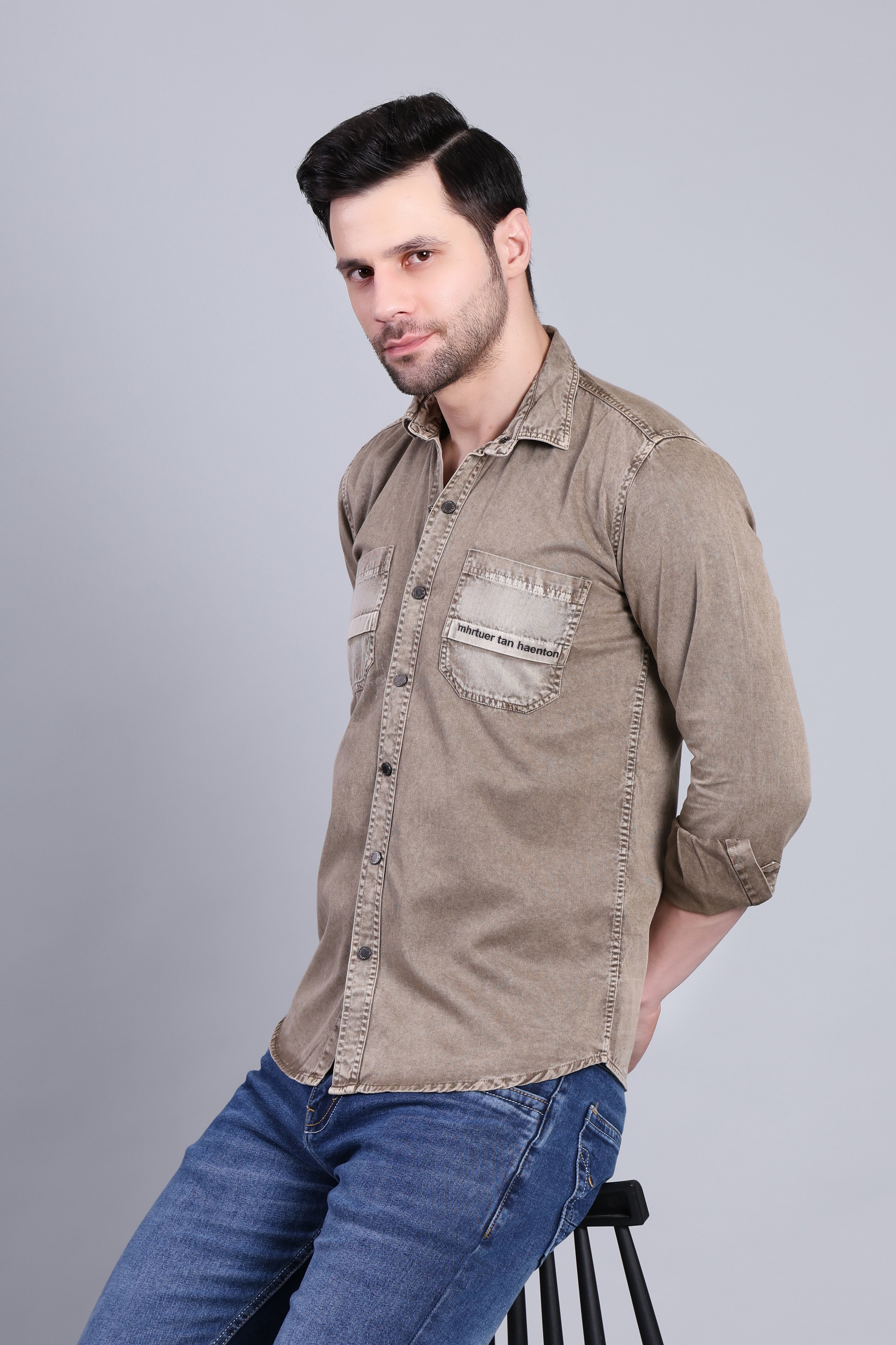 Olive Brown Premium Casual Shirt For Men