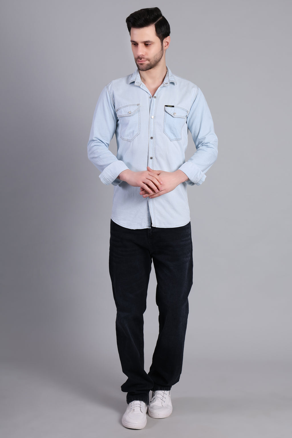 Men’s Slim Fit Light Blue Denim Shirt – Casual