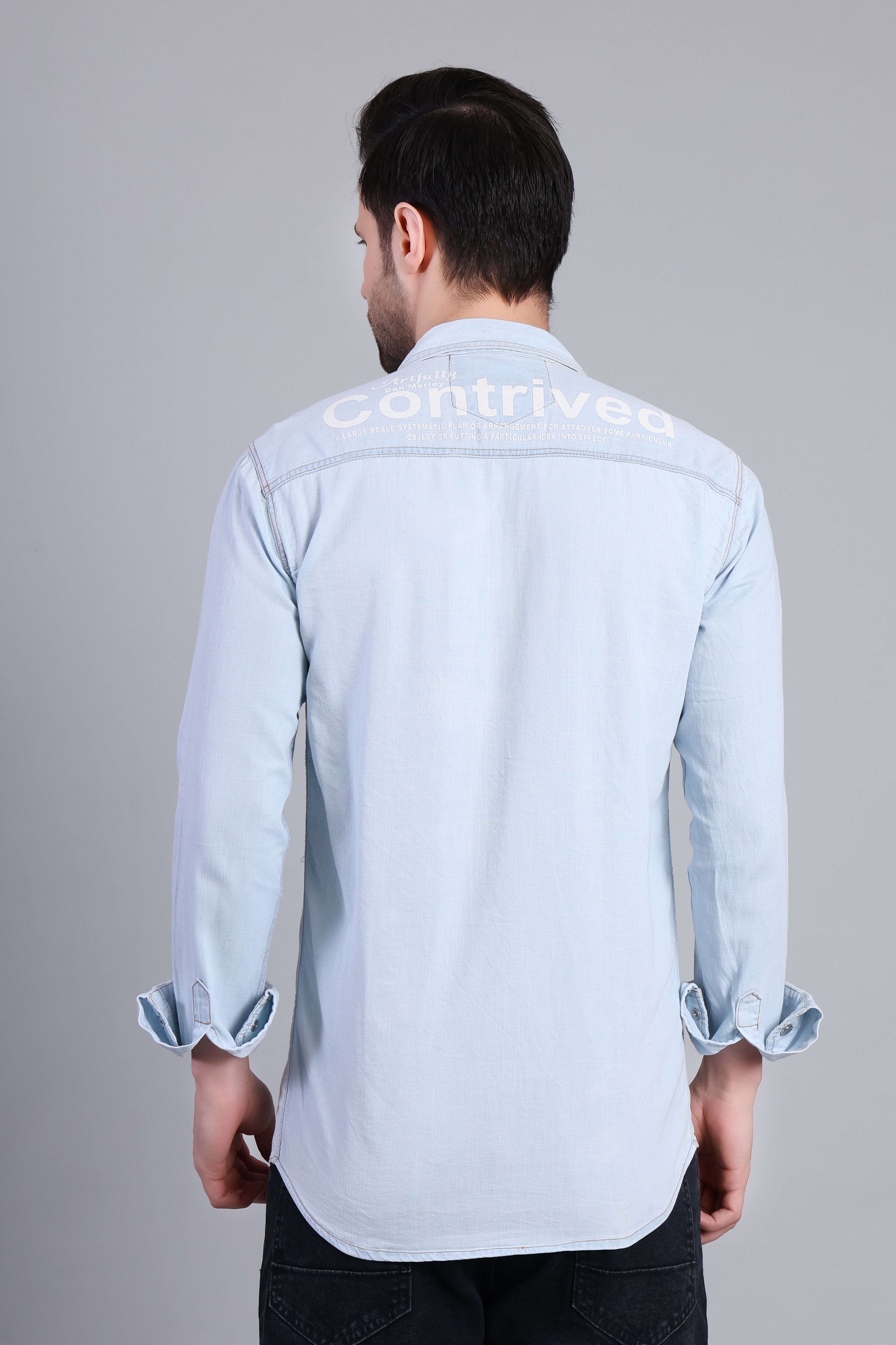 Men’s Slim Fit Light Blue Denim Shirt – Casual